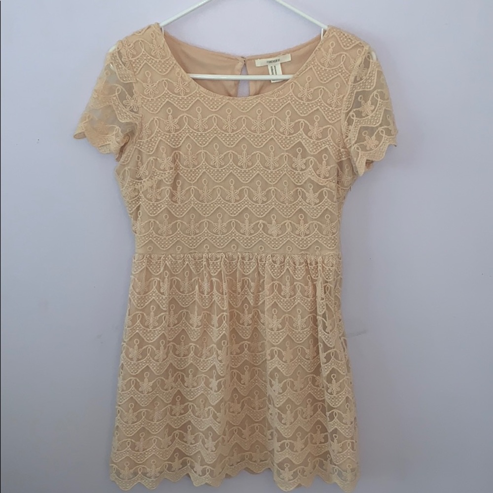 Tan floral laced Forever 21 dress